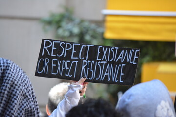 Sign at a pro Palestine demonstration on October 7 in New York City.