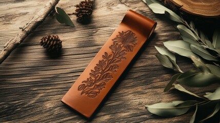 Engraved leather bookmark, personalized name, literary gift, 3D design