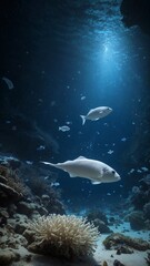 Fototapeta premium Underwater View of Ocean Floor with Fish