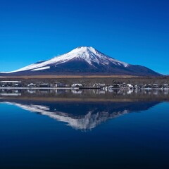 Mt. Fuji with lake reflection