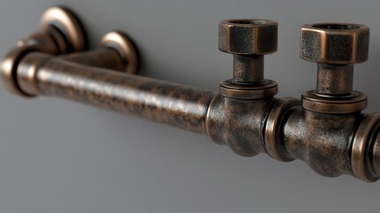 Rustic Industrial Pipe Fixture: Bronze Metal Plumbing Hardware