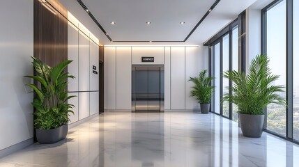 Fototapeta premium Indoor elevator hall of modern office building 