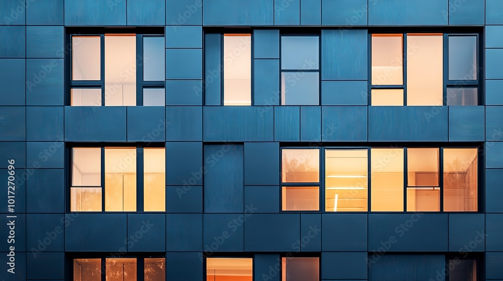 Poster modern office building facade with graphite cladding and large windows contemporary architecture