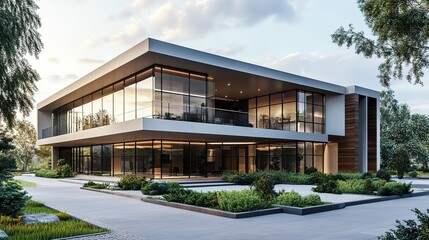 Fototapeta premium Modern office building concept 3d rendering. 