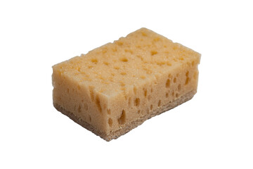 Isolated natural coconut sponge on a white background. Dishwashing accessory made of natural materials.
