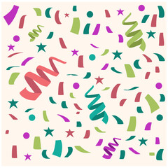Colorful falling confetti with background cream