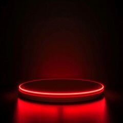 Isolated red spotlight on a white stage with black curtains