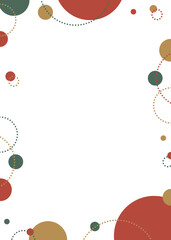 丸のポップなフレーム、シンプルな背景、クリスマスカラー、縦向き