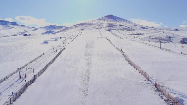 Nevado Valley Ski Resort At Andes Mountains Santiago Chile.