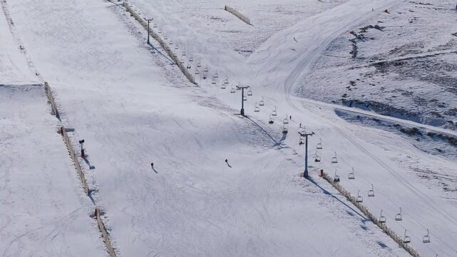 Nevado Valley Ski Resort At Andes Mountains Santiago Chile.