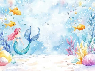Dive into the serene world of Mermaids in Frozen Waters, capturing their elegance in a Watercolor painting