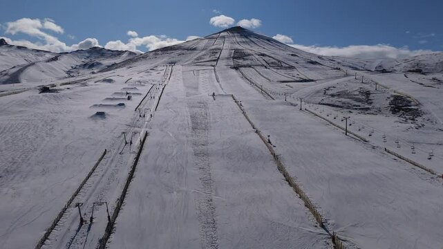 Nevado Valley Ski Resort At Andes Mountains Santiago Chile.
