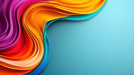 Colorful wave abstract design with vibrant gradients on a smooth blue background.