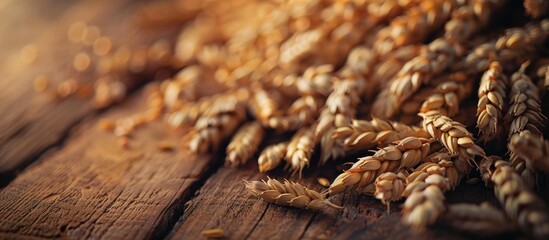 Wheat Abundance On Rustic Wooden Table