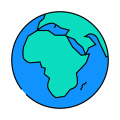 africa earth planet map line icon vector. africa earth planet map sign. isolated symbol illustration