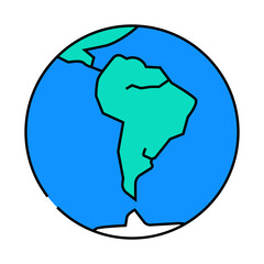 south america earth planet map line icon vector. south america earth planet map sign. isolated symbol illustration
