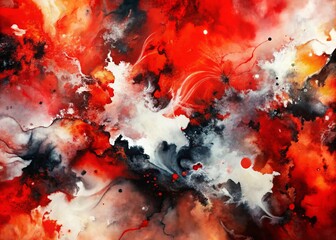 Vibrant red, black, and white artwork showcases dynamic shapes and flowing patterns. Perfect for inspiring creativity