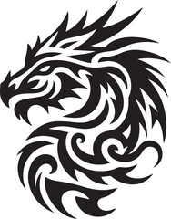 dragon head tribal logo vector black and white