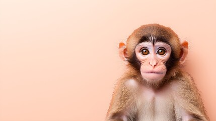 Adorable baby monkey with expressive eyes against a soft background