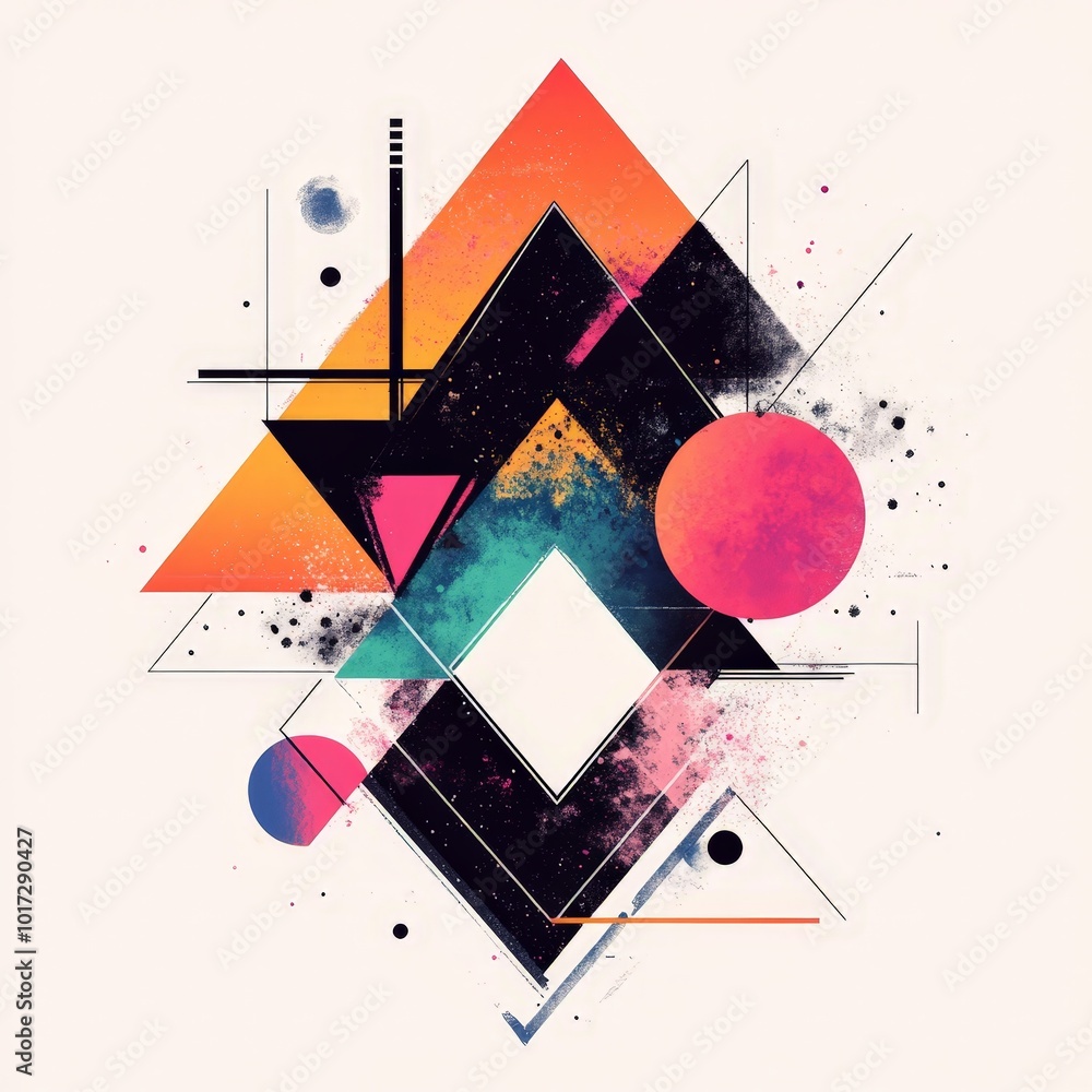 Poster artistic quote with geometric shapes and bold, modern typography, creating a unique and stylish face