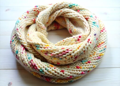 Wrap yourself in this cozy, soft cream knitted snud scarf. Perfect for adding warmth and a touch of