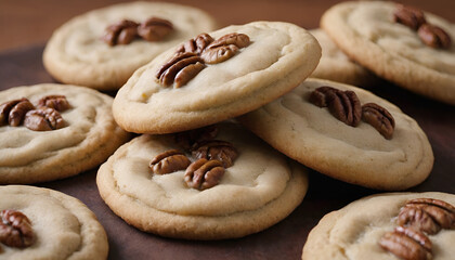 closeup of maple pecan cookies