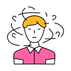 frustrated person stress headache line icon vector. frustrated person stress headache sign. isolated symbol illustration