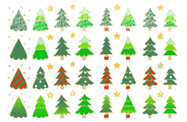 Colorful Christmas Tree Illustration Set