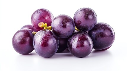Dark purple wine grapes, isolated on a white background, glossy texture