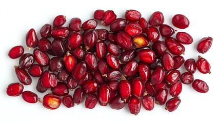 Deep red barberries, isolated on a white background, glossy texture
