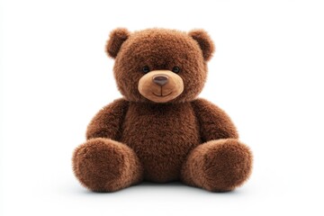 Obraz premium Cute Brown Teddy Bear Sitting Isolated on White Background
