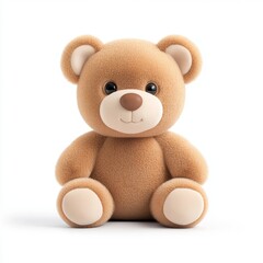 Cute Plush Teddy Bear Toy Isolated on White Background