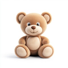 Cute Teddy Bear Sitting Smiling Toy Plush Isolated