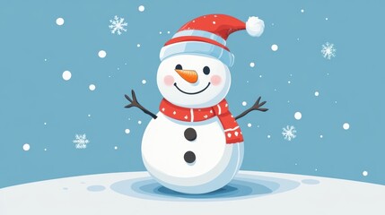 Cute snowman. Winter holiday theme.