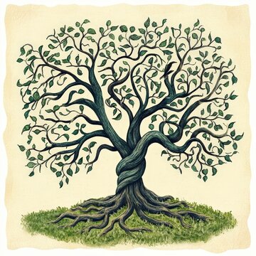A tree with many animals on it and the word Fua Fua on it