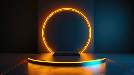 Abstract Minimalist Product Display with Neon Lights