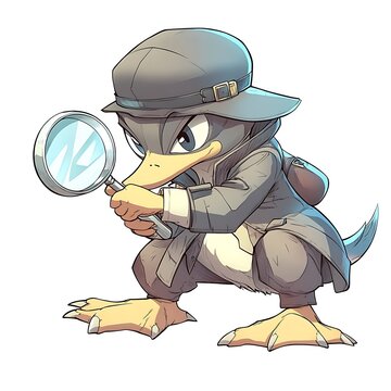 recommend clip art: A Cartoon Duck Detective With A Magnifying Glass.