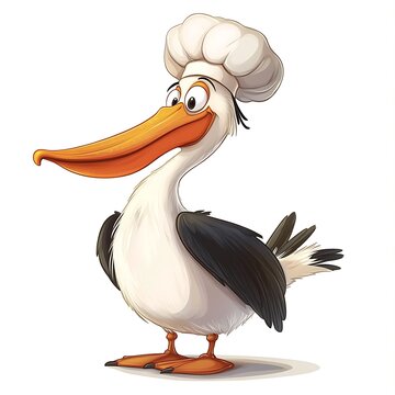 recommend clip art: Cartoon Pelican Chef in a White Hat.