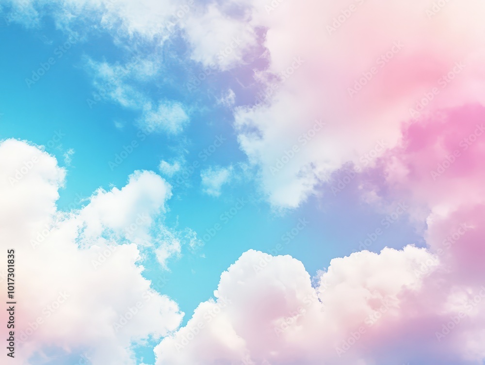 Poster soft pastel clouds in the sky as a background for an inspirational quote, creating a serene and upli
