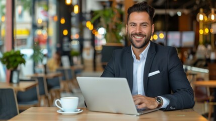 Businessman Working in a High-End Coffee Shop