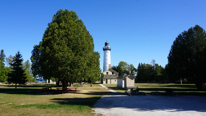 Obraz premium Cana Island Lighthouse on a Clear Day in Door County, Wisconsin