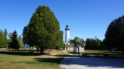 Cana Island Lighthouse on a Clear Day in Door County, Wisconsin