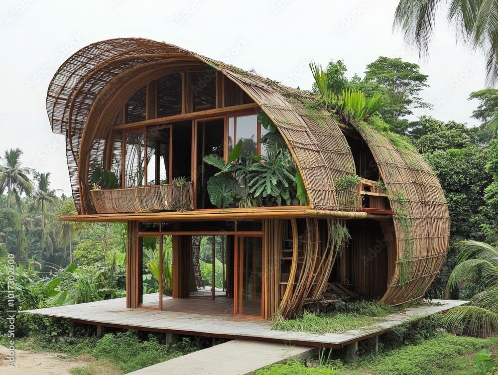 Poster sustainable construction using recycled materials to build eco-friendly structures, reducing waste a