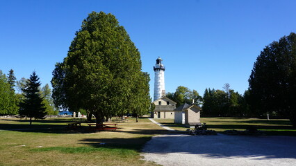 Obraz premium Cana Island Lighthouse on a Clear Day in Door County, Wisconsin