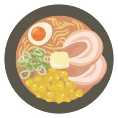 味噌ラーメンのイラスト