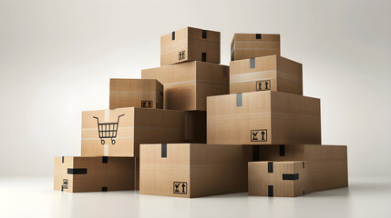 Fototapeta premium arranged Stack of cardboard boxes,