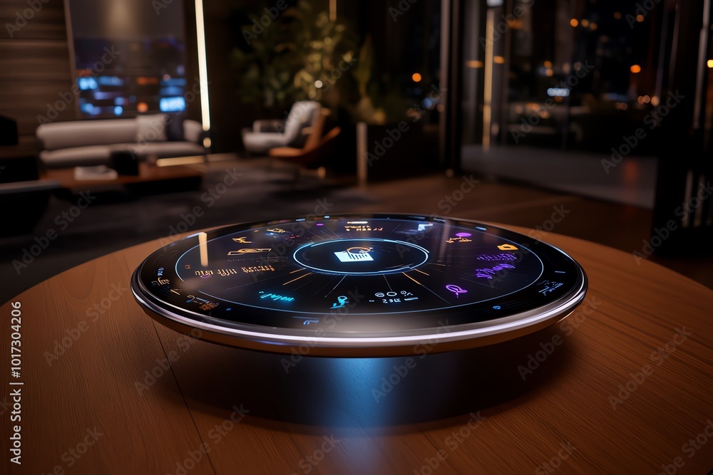 Poster Futuristic depiction of a business analyzing customer lifetime value using AI-powered holographic charts, with real-time data updates and predictions