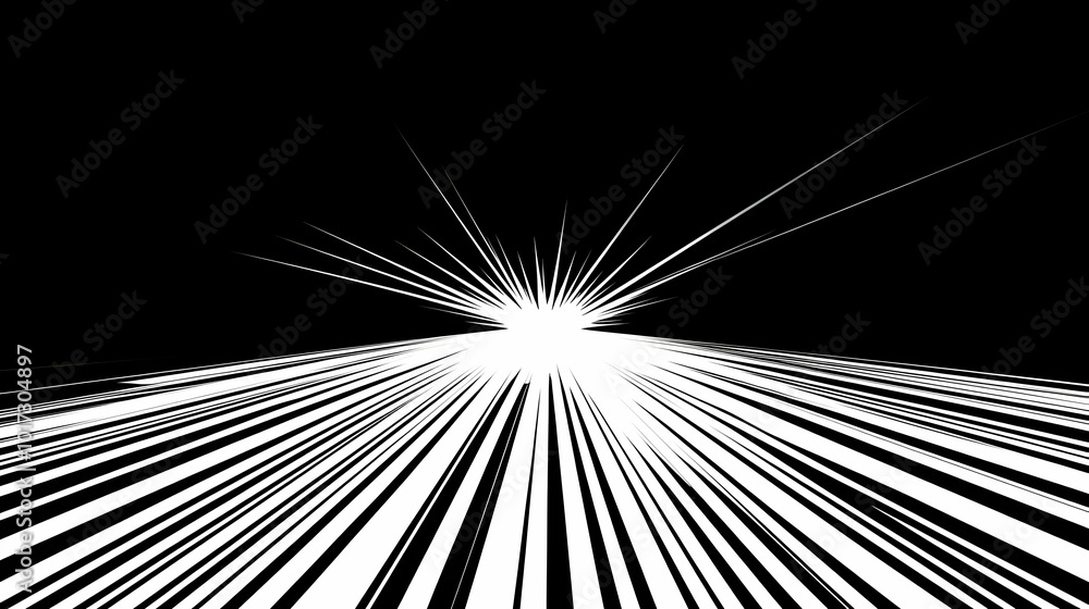 Poster abstract depiction of light rays emanating from a central point.