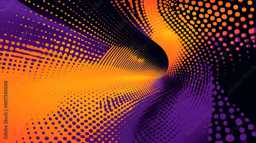 Poster abstract design featuring vibrant colors and dotted patterns.
