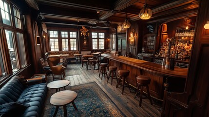 October 25, 2023, Stavanger, Norway: the elegant interior of a historic bar.